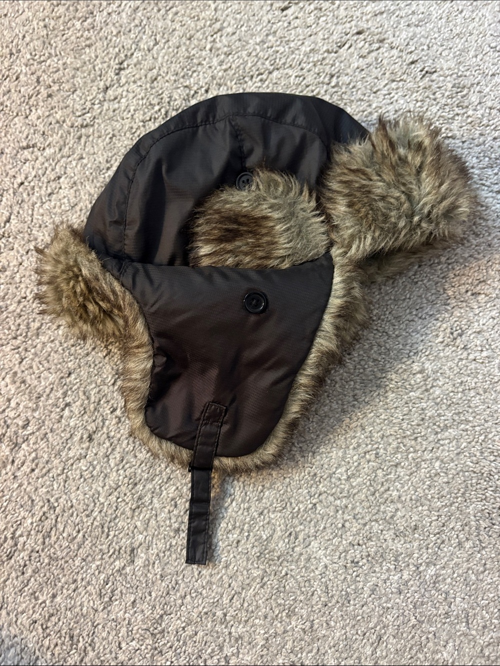 Faux Fur Trapper Hat with Ear Flaps - Brown